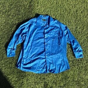 Colours Alexander Julian Size 3X 34x35 Blue Cotton Blend Button Down Shirt